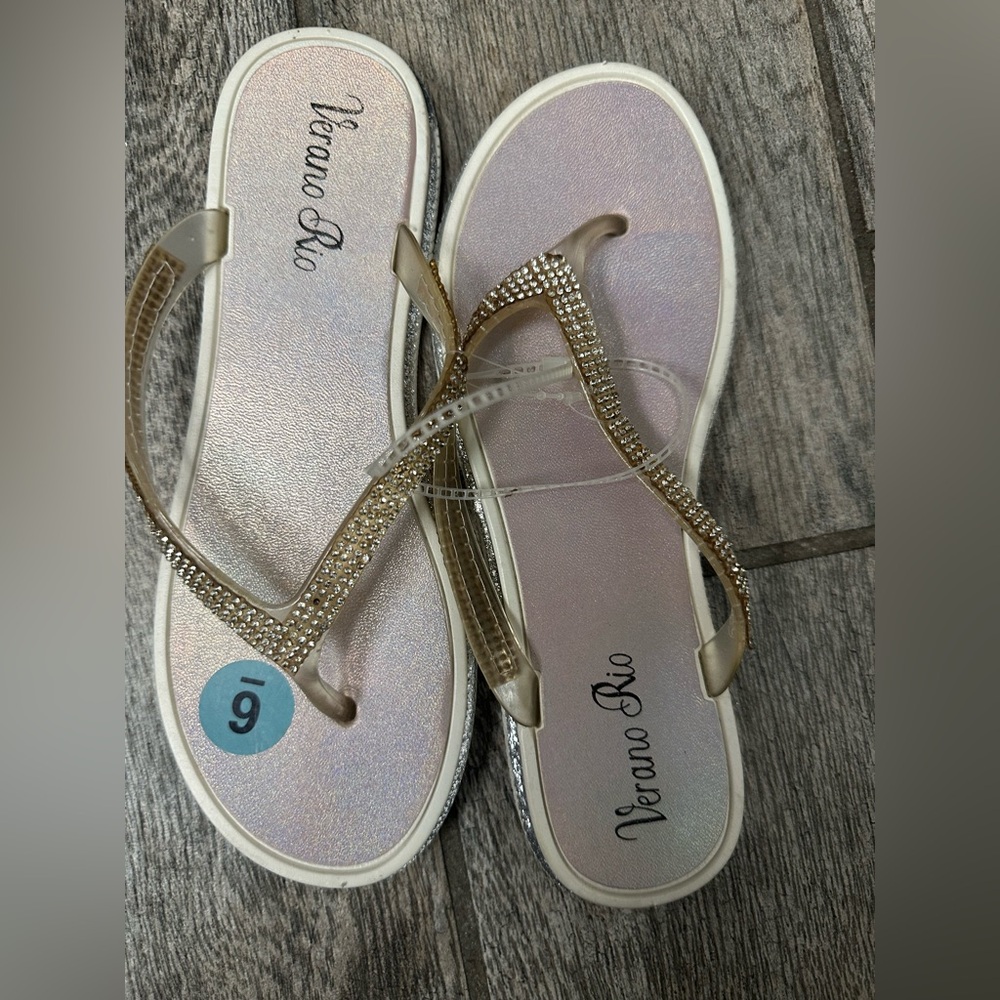 Verano Rio Womens Embellished Flop Flop Sandals New Size 6